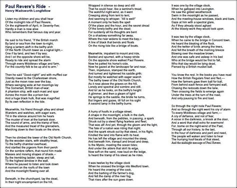 "Paul Revere's Ride" poem by Henry Wadsworth Longfellow (1860) · The Urban Imagination