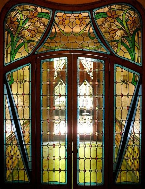 Art nouveau stained glass- #StainedGlassHouse | Stained glass door, Stained glass, Stained glass ...