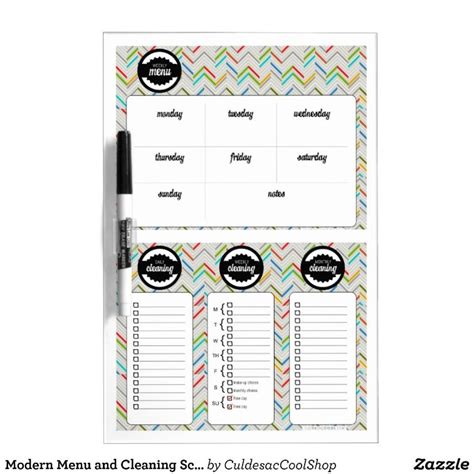 Modern Menu and Cleaning Schedule Dry Erase Board | Zazzle | Dry erase board, Cleaning schedule ...