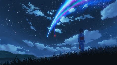 Your Name anime movie scene Kimi no Na Wa Makoto Shinkai starry night # ...