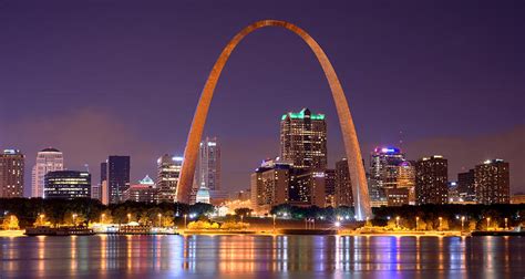St. Louis Skyline At Night Gateway Arch Color Panorama Missouri Photograph by Jon Holiday