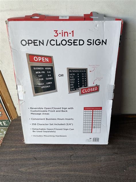 LARGE OPEN CLOSED SIGN Cosco Message Business Hours Sign 15 x 20 1/2 | eBay