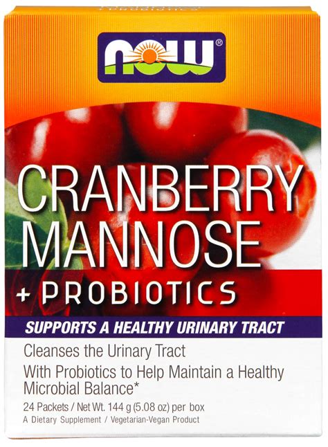 Now Foods Cranberry Mannose plus Probiotics 24 Packet Box 5.08 oz ...