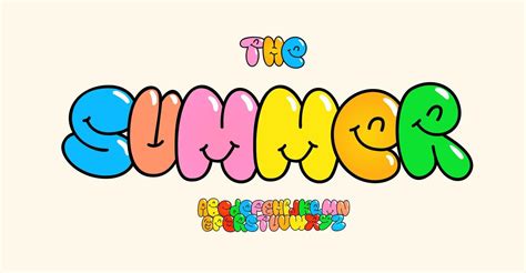 Smiling bubble letters, cute alphabet in cartoon graffiti style, funny ...