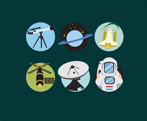 Astronomy Icons Vector Vector Art & Graphics | freevector.com