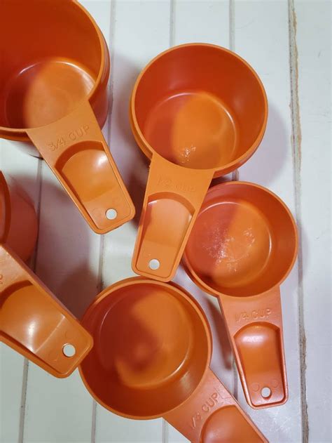 5 Orange Tupperware Measuring Cups Plastic Kitchen Tools | Etsy