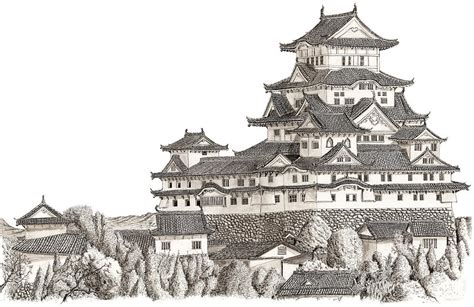 Himeji Castle Drawing by Scott Moore - Pixels