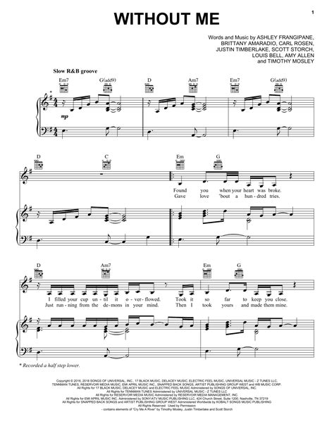 Halsey "Without Me" Sheet Music | Download PDF Score 410071