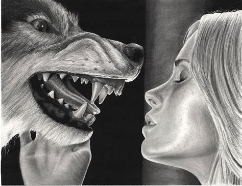 Girl and Wolf Drawing by James Holko - Pixels