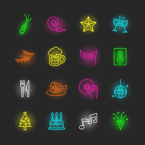 party neon icons set 672848 Vector Art at Vecteezy