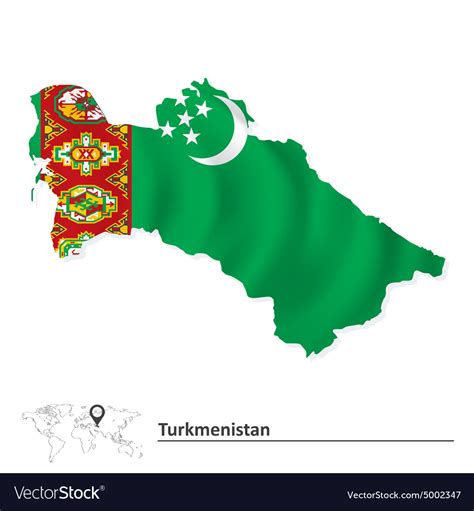 Map of turkmenistan with flag Royalty Free Vector Image