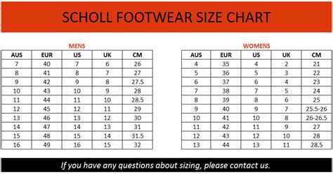 Dr Scholls Size Chart – Brand House Direct