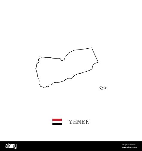 Yemen vector map outline, line, linear. Yemen black map on white background. Yemen flag Stock ...