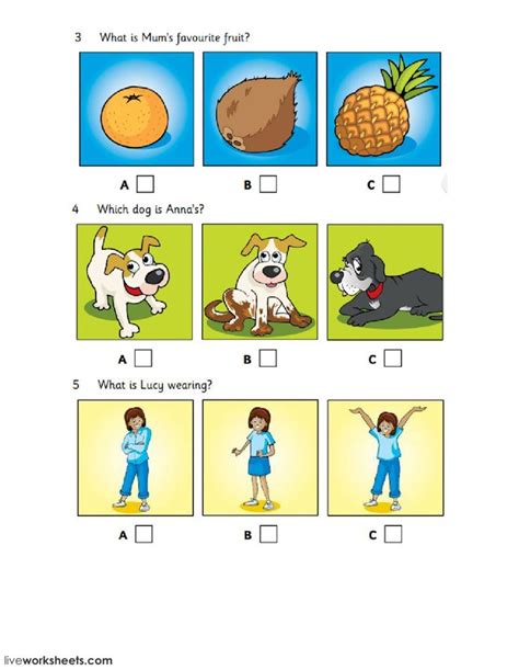 YLE starters practice - Interactive worksheet | Fun worksheets for kids ...