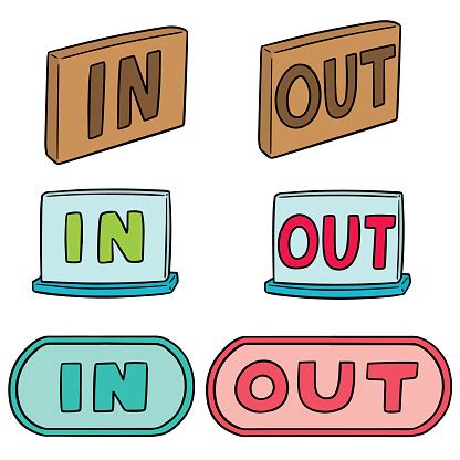 In Out Sign Stock Illustration - Download Image Now - Alphabet, Art, Art Product - iStock