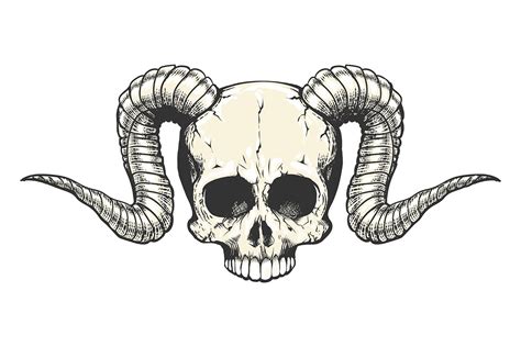 Skull With Horns Tattoos Drawings