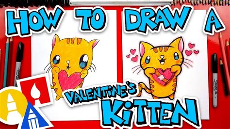 How To Draw The Cutest Valentine's Day Kitten Ever | Art for kids hub ...