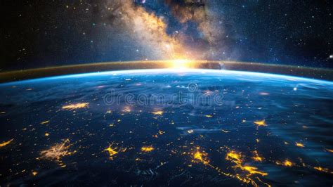 Spectacular View of Earth with the Milky Way Galaxy Stock Illustration ...