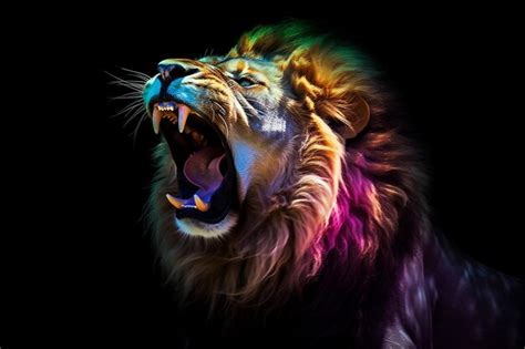 Premium AI Image | A lion roaring on black background Generative ai