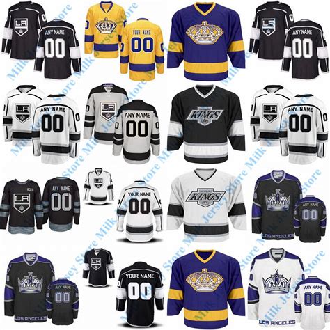 2019 Custom Los Angeles Kings Hockey Jerseys White Black Gold Grey Purple Home Away 4 Rob Blake ...