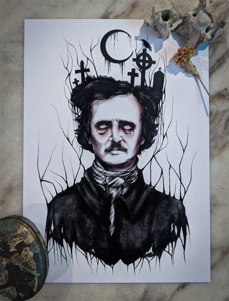 Edgar Allan Poe Gothic Dark Nevermore Fine Original Art Print - Etsy