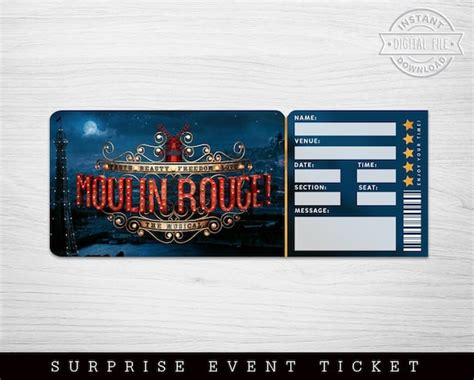 Printable Moulin Rouge Broadway Surprise Ticket Musical | Etsy