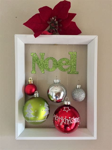 Christmas wall decoration in a box frame. Theme: Baubles. | Christmas box frames, Christmas wall ...