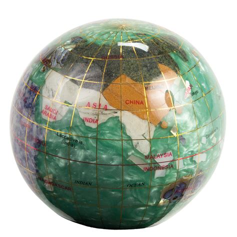 Peridot Green 3" Gemstone Globe World Desk Paperweight - New & Unique w/Gift Box