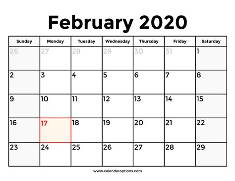 February 2020 Calendar With Holidays – Calendar Options