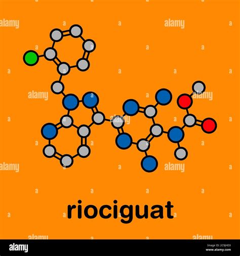 Riociguat pulmonary hypertension (PH) drug molecule. Stimulator of ...