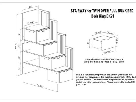 Bunk Beds Tall Twin over Twin Stairway + Drawers, White | Bunk beds, Bunk bed plans, Stairway ...