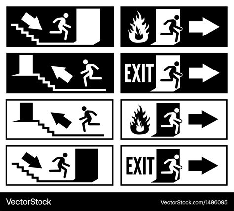 Emergency exit sign Royalty Free Vector Image - VectorStock