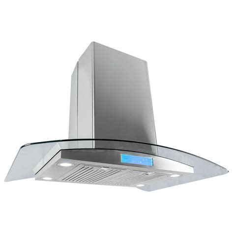 Cosmo 36 in. Convertible Island Mount Range Hood in Stainless Steel with LED Lighting and ...