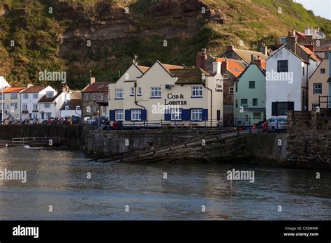 The Fishing Village of Staithes and the Cod and Lobster Pub Overlooking the Harbour North ...