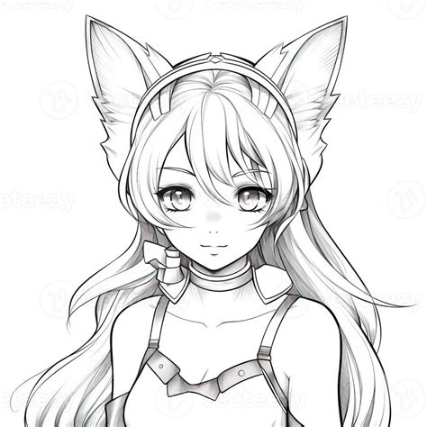 Anime Girl Coloring Pages 26673076 Stock Photo at Vecteezy