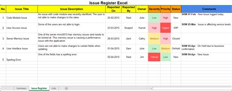 What is an Issue Log? Download Issue Log Template Excel – ITSM Docs ...