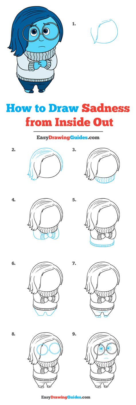 How to Draw Sadness from Inside Out - Really Easy Drawing Tutorial