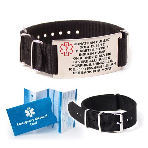 NATO Nylon Medical Alert ID Bracelet. Custom Engraved! Choose Color! - Walmart.com