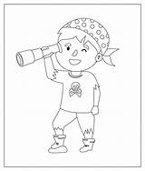 Premium Vector  Coloring Page Outline Of Cartoon Pirate With spyglass sketch template