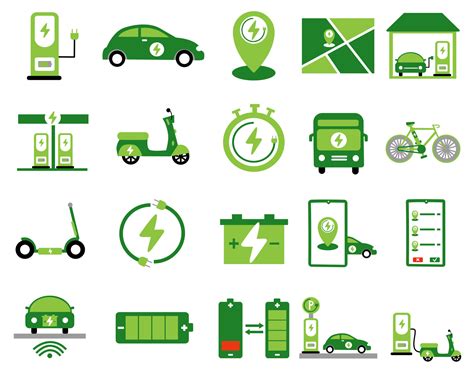 Electric vehicle icon set. Vector of EV Illustration such as electric ...