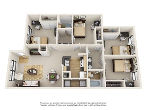 4 Bedroom Apartment Floor Plans