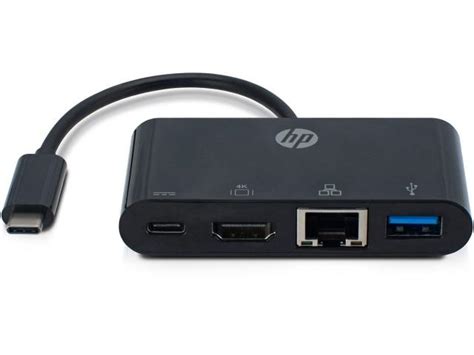 Hewlett Packard USB-C to HDMI / USB-C / USB A / LAN Ports Hub - Black ...