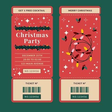 Free Vector | Flat christmas party ticket template