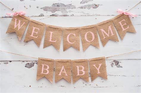 Welcome Baby Banner Baby Shower Banner Pink Baby Shower