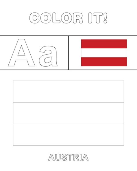 Premium Vector | Austria Flag Coloring Page For Kids