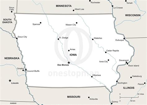 Vector Map of Iowa political | One Stop Map