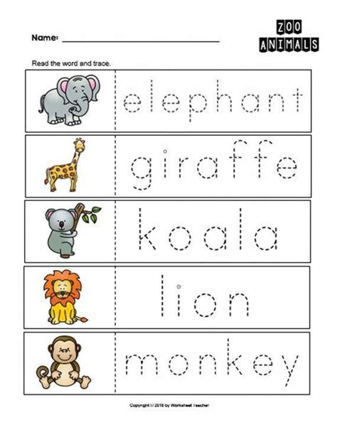 Zoo Animals Worksheets Pdf