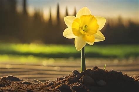 Premium AI Image | yellow daffodil in the garden