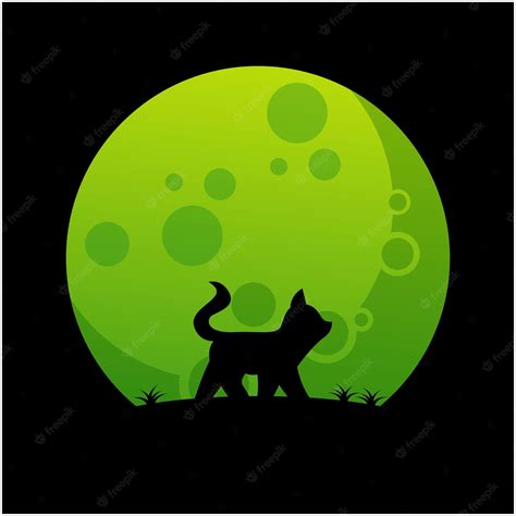 Premium Vector | Cat and moon silhouette icon logo