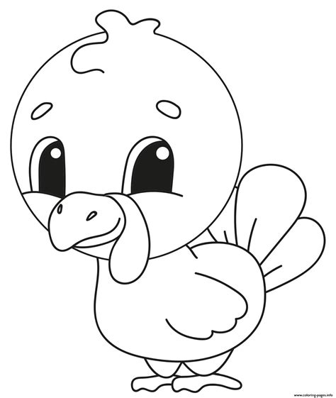 Cute Cartoon Turkey Coloring Pages